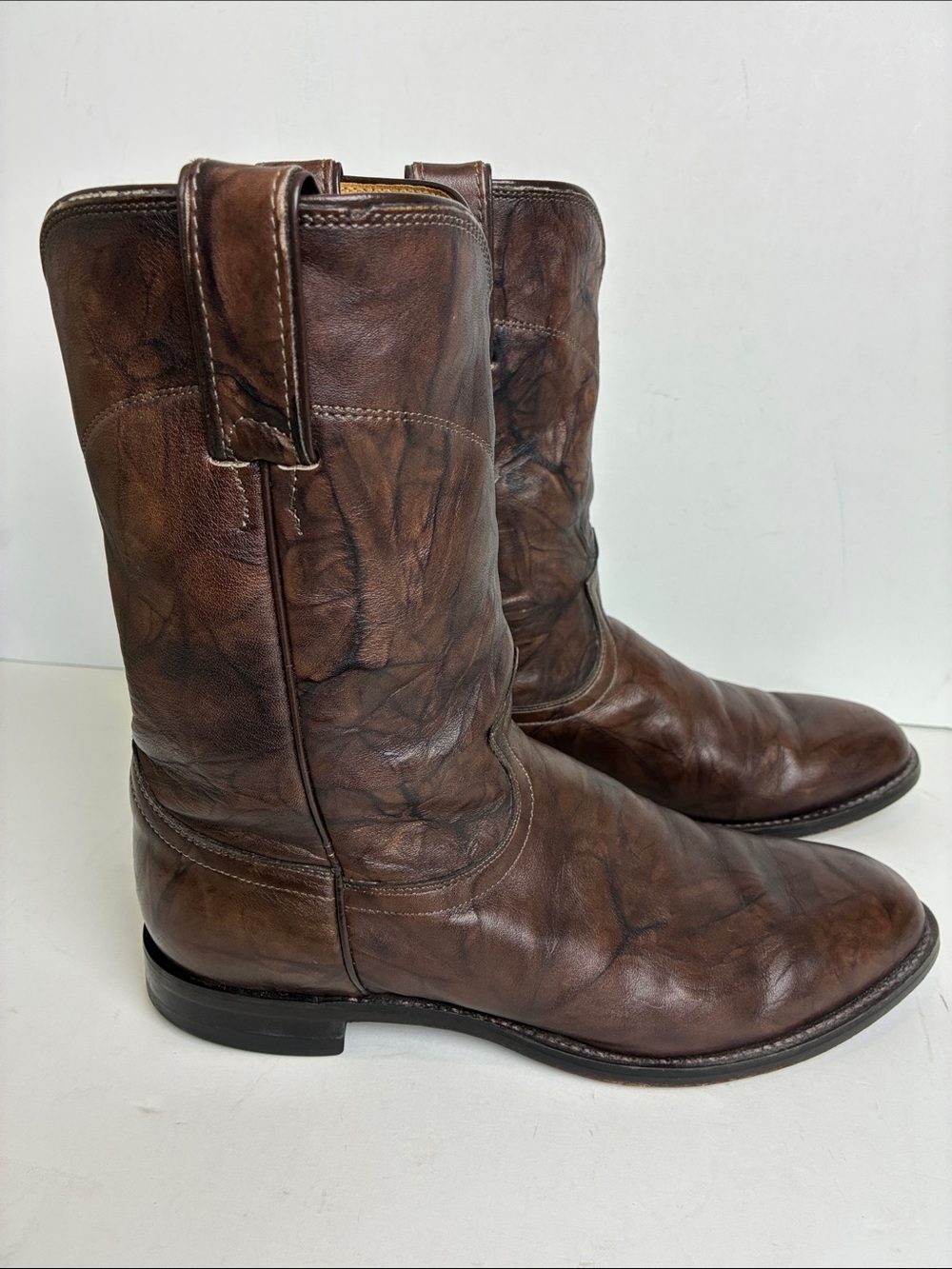 Justin Boots Classic Roper Jackson 3162 Dark Brown Mens Size 8.5 D Western Rodeo - Picture 2 of 16